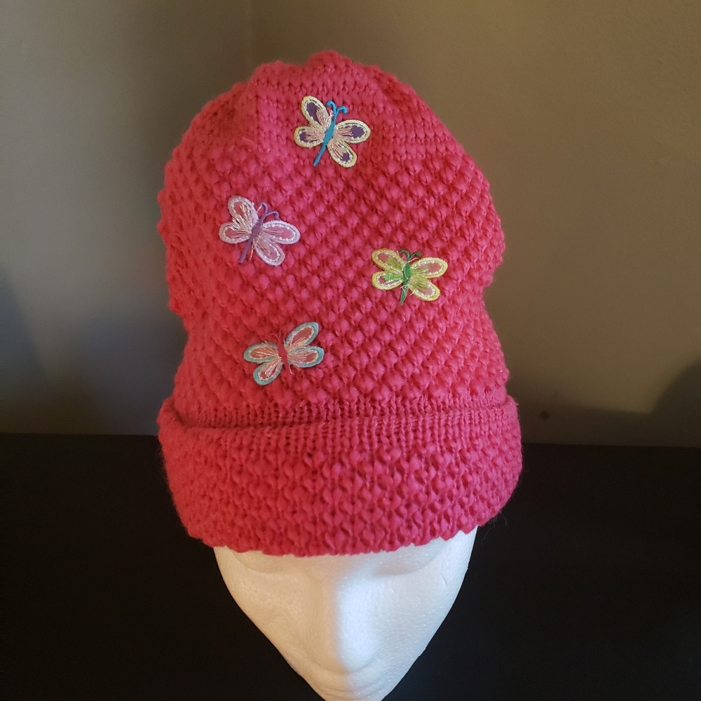 Pink knitted snow cap